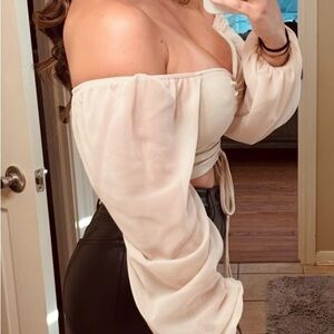 Elegant Cream Off-Shoulder Women's Top